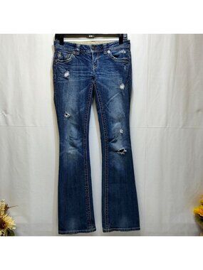 MEK DNM Frisco Bootcut Distressed Denim Jeans W25 x 32L Handcrafted Cotton Blend